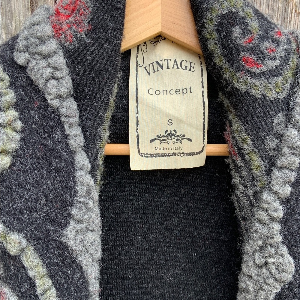 Vintage Concept Wool Floral Waterfall Cardigan Small - Picture 3 of 8